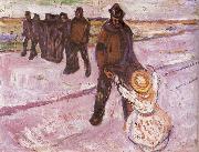 Edvard Munch Worker and Children oil painting artist